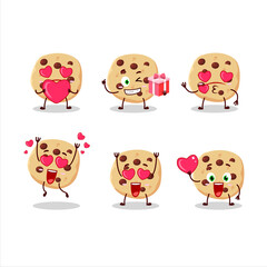 Obraz premium Chocolate chips cartoon character with love cute emoticon