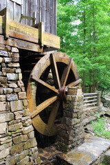 An historic mill near Marietta with green leafs in late spring.	