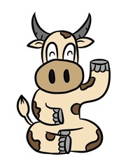 cartoon cute cow on white background