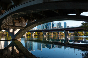 Cityscape View from Under the Bridge Austin Texas