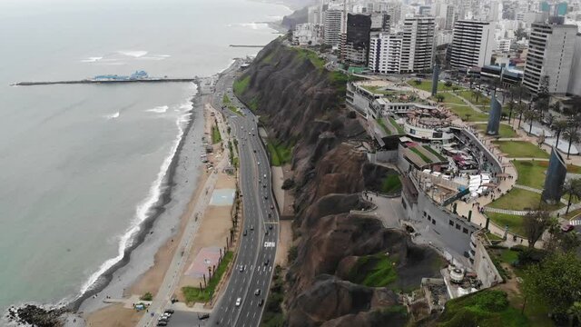 Drone shot of Lima coast