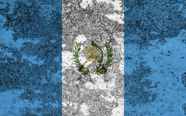 Flag of Guatemala painted on the old grunge rustic iron surface. Abstract paint of Guatemala national flag on the iron surface