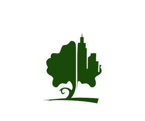 Leaf city icon logo design template