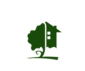 Leaf house icon logo design template
