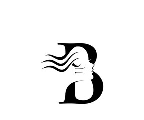Letter b woman salon icon logo design template