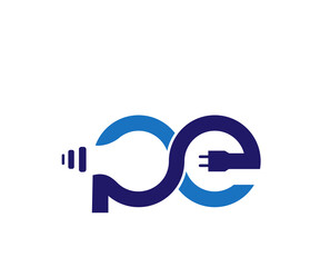 Letter p and e logo electrical design template