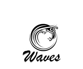 Waves beach icon logo design template