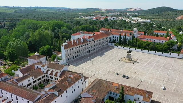 Aerial view of historical square, Portugal.