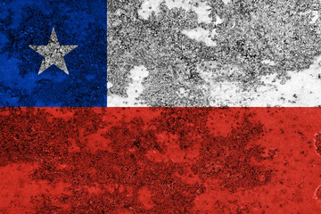 Flag of Chile painted on the old grunge rustic iron surface. Abstract paint of Chile national flag on the iron surface