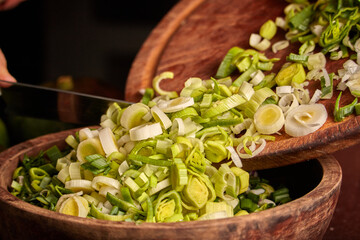 A closeup shot of chopped greenery