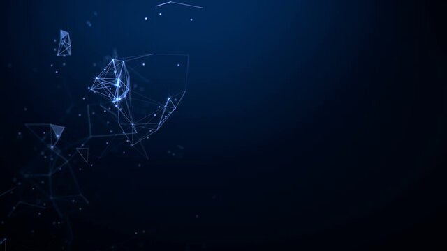 Abstract background. Molecules technology with polygonal shapes, connecting dots and lines. Connection structure. Big data visualization. 