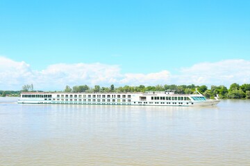 Fototapeta na wymiar Passenger tourist boat on the Danube river