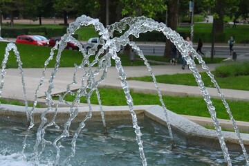Elastic strong jets of the fountain in the park