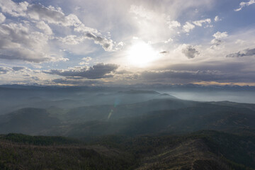 Misty sunset Rocky Mountains Colorado