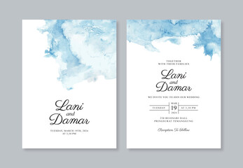 Naklejka na ściany i meble Wedding invitation template with hand painting watercolor splash