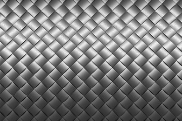 3d illustration of rows of  silver  metallic stripes. Set of squares on monocrome background, pattern. Geometry  background,Weave pattern