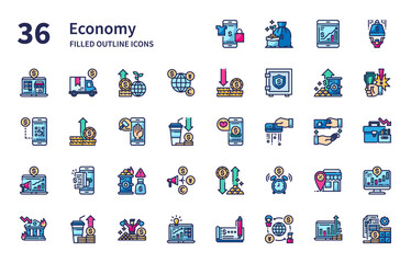 Economy icons for website, application, printing, document, poster design, etc.