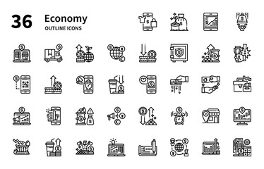Economy icons for website, application, printing, document, poster design, etc.