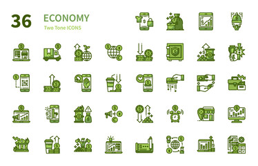 Economy icons for website, application, printing, document, poster design, etc.