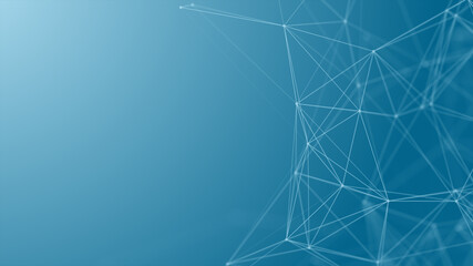 Abstract futuristic with connection lines on blue background. Plexus structure. Concept of Science, Business, Communication, Medical, Technology, Network, Cyber, Sci-fi. Illustration. 3D rendering