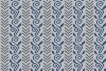 Christmas and Winter holiday knitting pattern for plaid, sweater design. Vector seamless pattern.