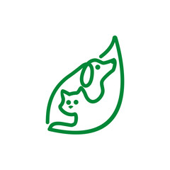 modern minimalist pet cat and dog veterinary organic vector icon
