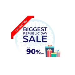 Vector Republic day offer label, 26 january, Sale, cashback, gift box, discount sticker for advertising and UI.