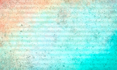 Fototapeta na wymiar striped grunge dirty shabby splattered light turquoise-orange background with spots of paint, scuffs. simple primitive grunge striped background, with horizontal stripes