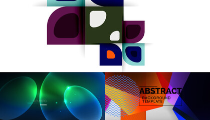 Set of modern minimal geometric abstract backgrounds. Vector illustrations for covers, banners, flyers and posters and other