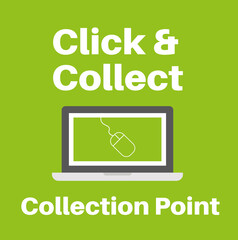 Click and collect collection point vector illustration on a green background © Jon Le-Bon