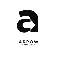 Fototapeta premium arrow with initial A simple letter logo design with isolated background