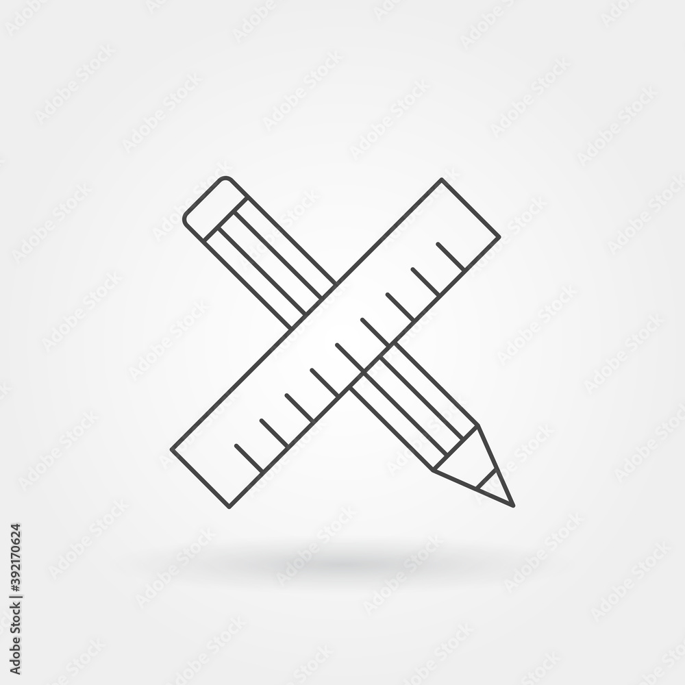 Poster writing pencil ruler icon single isolated with modern line or outline style