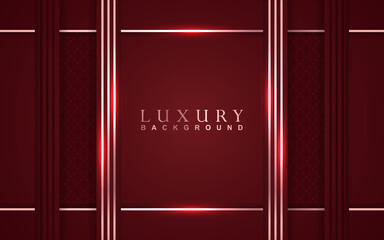 Luxury background design red and gold element decoration. Elegant paper art shape vector layout premium template for use cover magazine, poster, flyer, invitation, product packaging, web banner