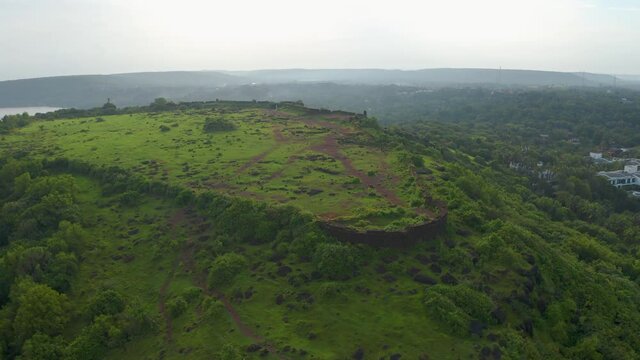 Aerial view Chapora fort, Goa, India.