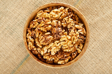 fresh and organic walnuts on plate