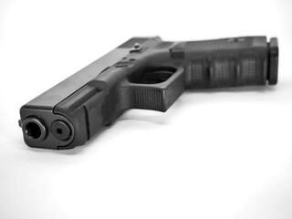 Carbine, black gun pistol isolated on white background