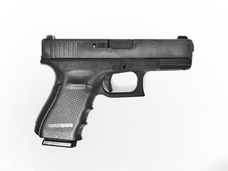Carbine, black gun pistol isolated on white background