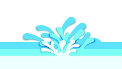 Fototapeta na wymiar Abstract Paper Cut Ilustration Water Splash Drops Color Blue Background Vector Design Style