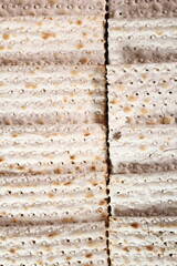 Matzo. Unleavened flatbread. Directly Above.