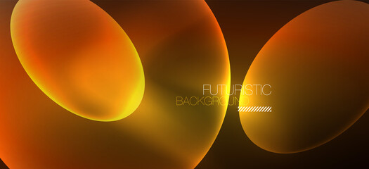 Neon ellipses abstract backgrounds. Shiny bright round shapes glowing in the dark. Vector futuristic illustrations for covers, banners, flyers and posters and other