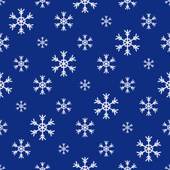 Simple geometric snowflakes. Seamless Christmas pattern. Flat design for wrappers, textiles, backgrounds. Vector illustration