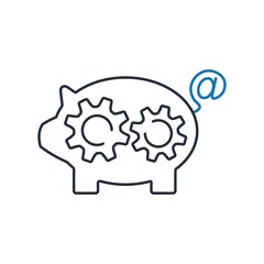 Internet business hog. The process of making money and savings in e-business. Vector linear icon isolated on white background.