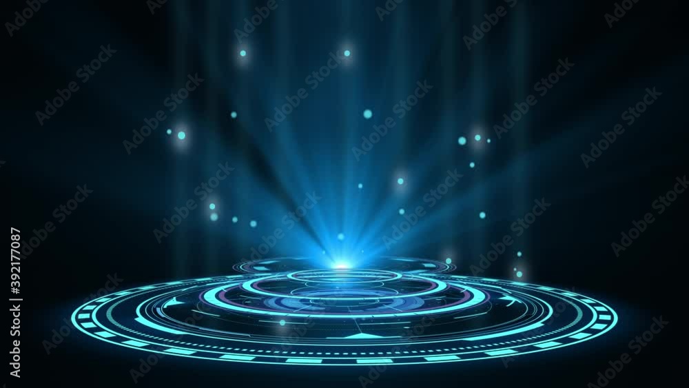 Poster blue hologram hud circle interfaces. digital data network protection, future technology network conc
