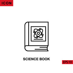 Icon science book with atom nuclear. Outline, line or linear vector icon symbol sign collection for mobile concept and web apps design.