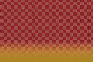 Japanese checkered pattern with small red blocks in gold gradient.