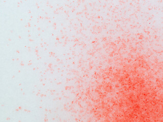 Red paint on the snow in winter.