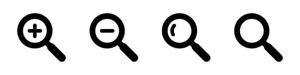 magnifying icon, magnify zoom in out symbol, search icon