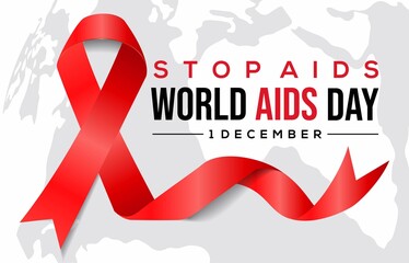Red ribbon as symbol of aids awareness, stop aids, world aids day 