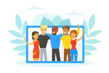 People of Various Nationalities Standing Together, Social Diversity, Independent, Equality Cartoon Vector Illustration