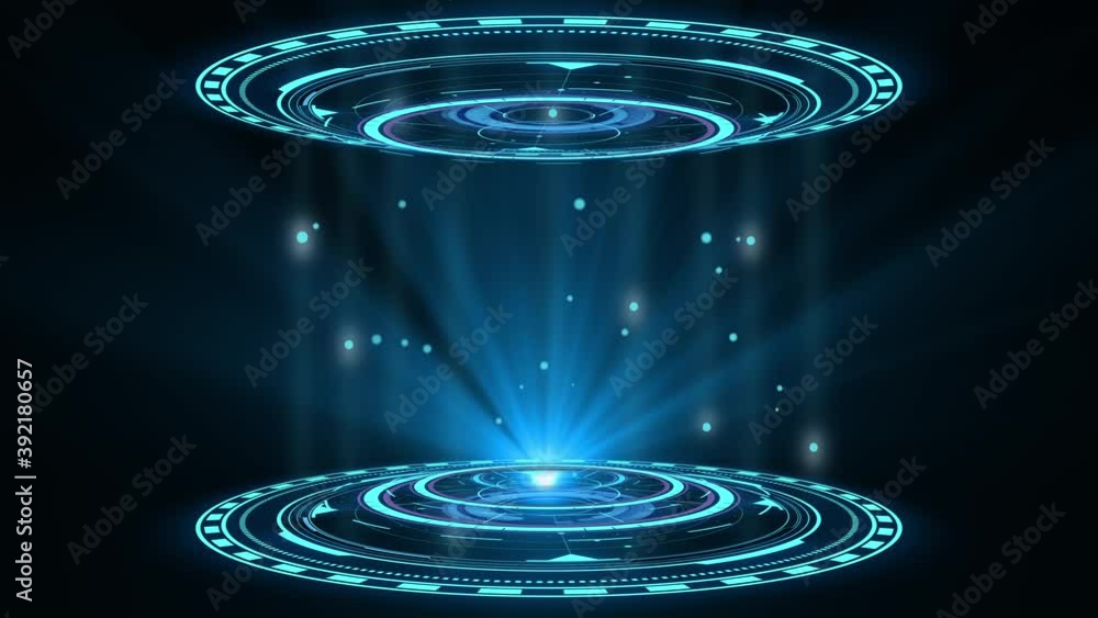 Aufkleber double blue hologram hud circle interfaces. digital data network protection, future technology netwo